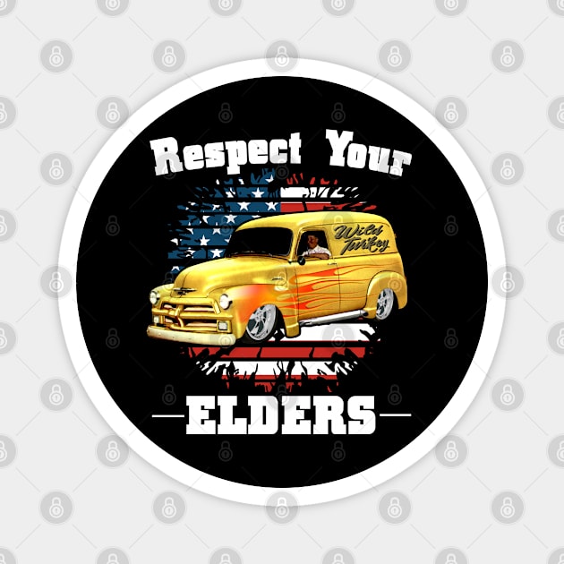 Funny Car Guy - Respect Your Elders Classic Panel Truck Magnet by CharJens